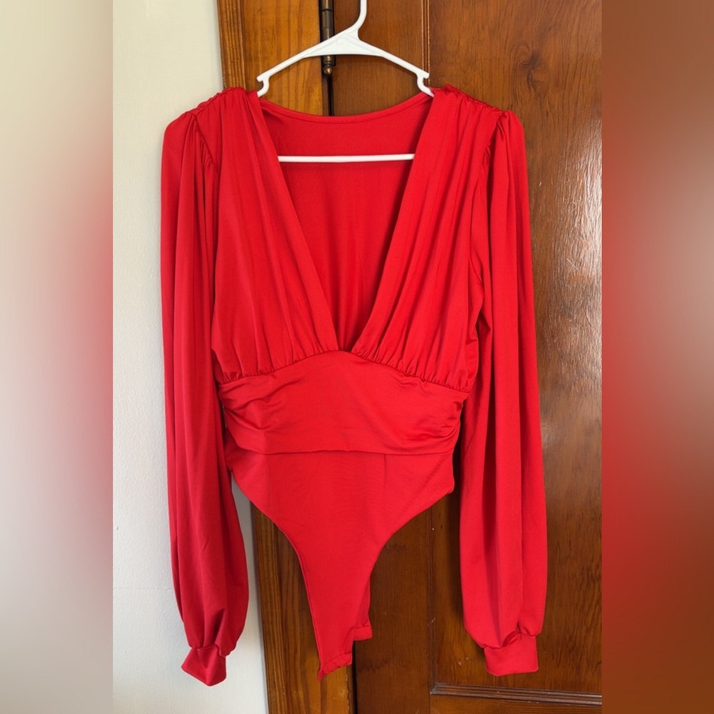 Red Long Sleeve Bodysuit